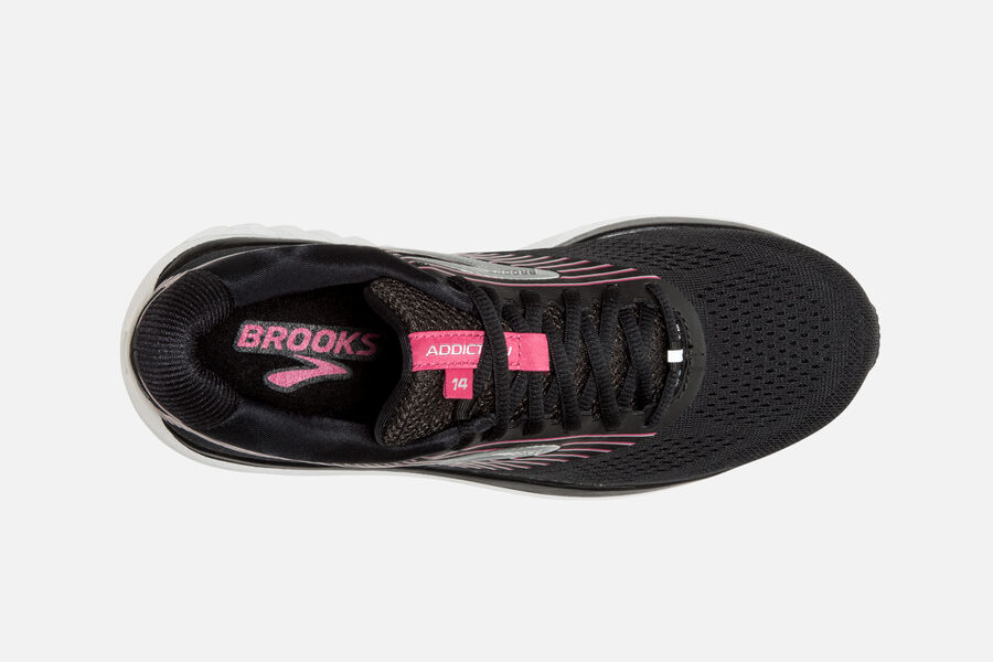 Brooks Running Shoes - Addiction 14 Road Womens - Black/Pink/Silver - KVM-635081